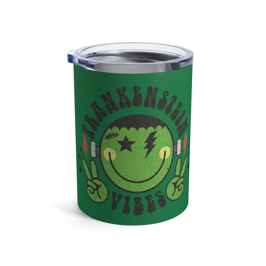 Frankenstein Vibes Green Distressed Halloween Stainless Steel Tumbler 10oz