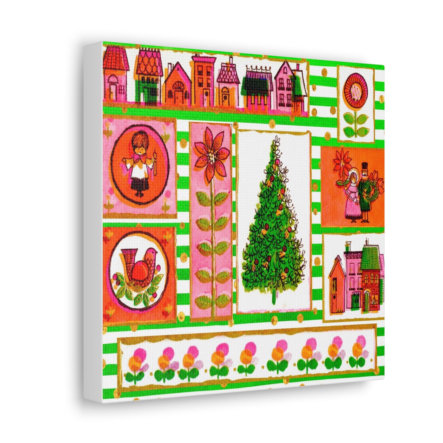 Christmas Tree Retro Mod Retro Christmas Canvas Gallery Wrap