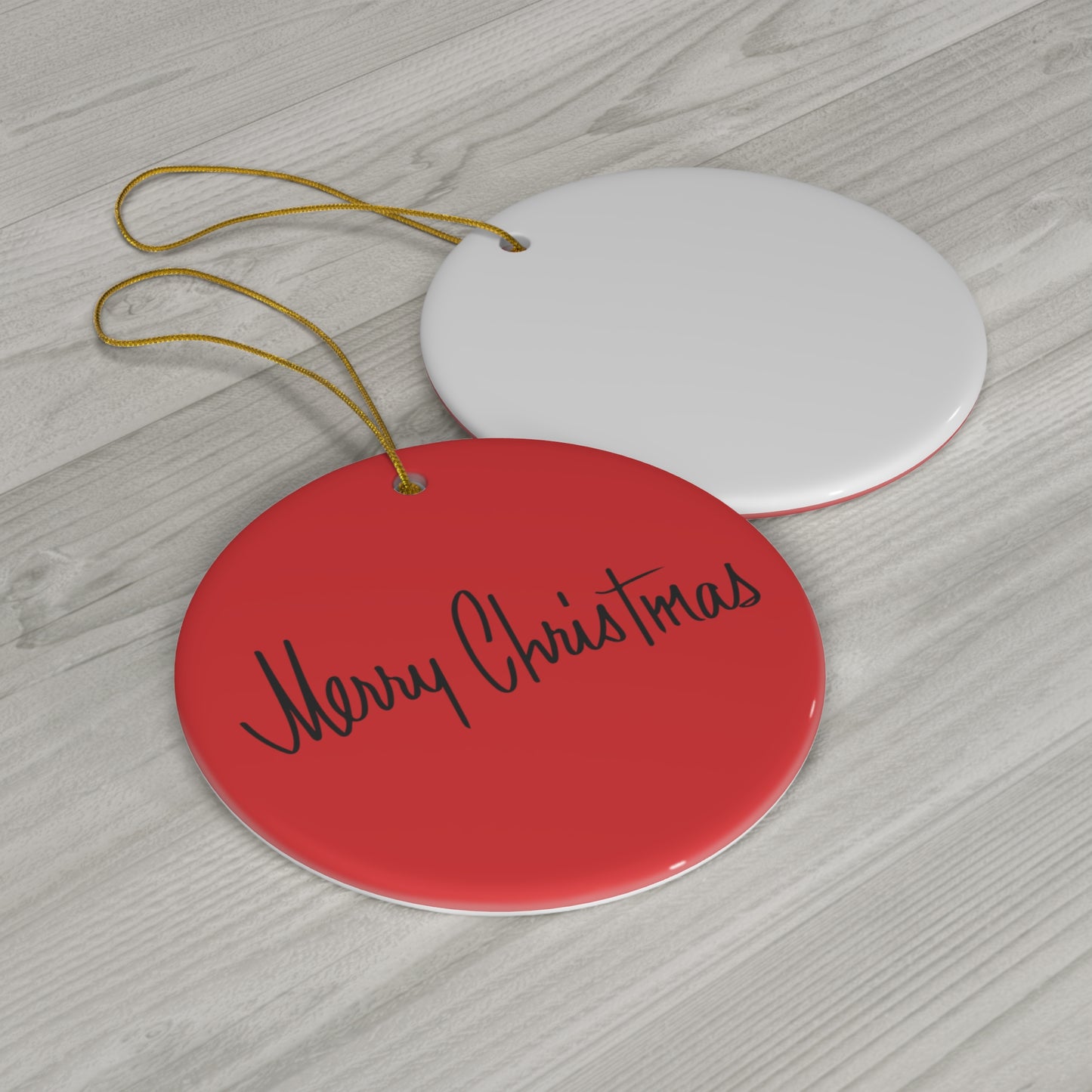 Merry Christmas Mid Century Retro Christmas Print Ceramic Ornament