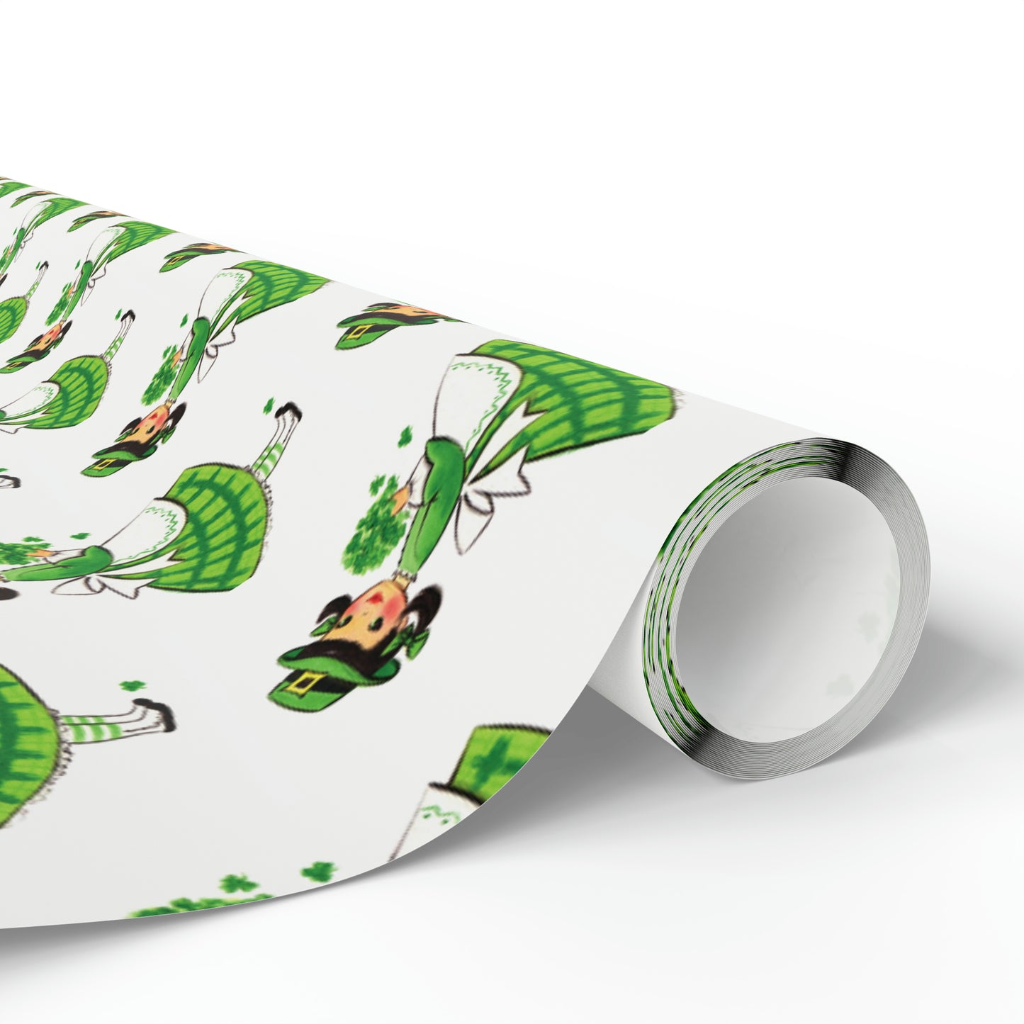 St Patrick's Day Girl Four Leaf Clovers Retro St Patrick's Day Print Holiday Gift Wrap Paper - Glossy Or Matte