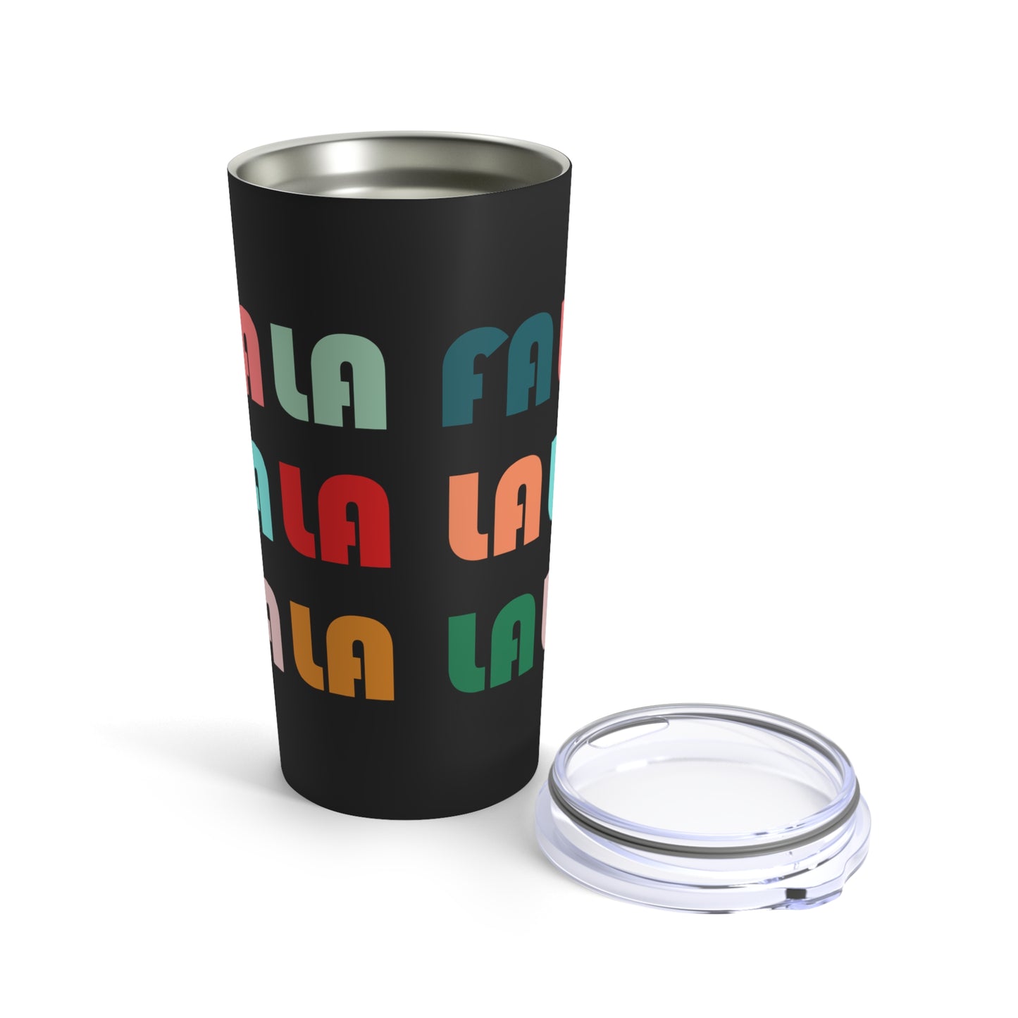 Fa La La La Black Retro Style Christmas Print Stainless Steel Tumbler 20oz