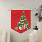 Christmas Wishes Christmas Tree With Presents Mid Century Retro Christmas Print Wall Hanging Banner Flag