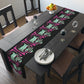 Frankenstein Monster Retro Halloween Print Black Cotton Poly Table Runner