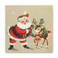 Santa And Reindeer Mid Century Retro Christmas Canvas Gallery Wrap