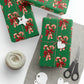 Retro Candy Canes Green Mid Century Retro Christmas Print Holiday Gift Wrap Paper - Glossy Or Matte