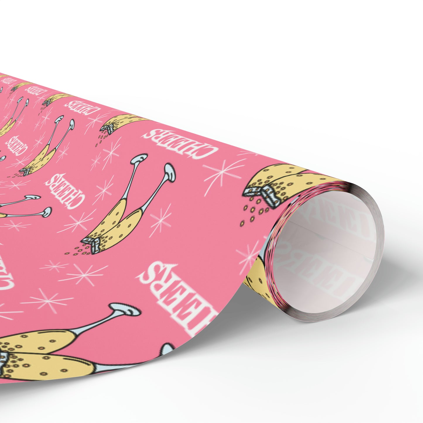 Cheers Champagne Pink Atomic Retro Style Congratulations Gift Wrap Paper - Glossy Or Matte