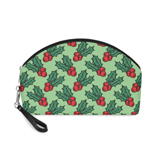 Cute Christmas Holly Green Christmas Cosmetic Travel Makeup Bag