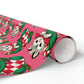 Christmas Kitten In Stocking Pink Mid Century Retro Christmas Print Holiday Gift Wrap Paper - Glossy Or Matte