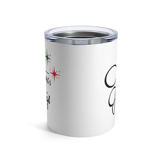 Christmas Greetings Starburst Retro Mid Century Christmas Print Stainless Steel Tumbler 10oz