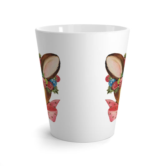 Reindeer With Pink Bow Mid Century Retro Christmas Print Latte Mug