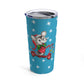 Christmas Mouse On Scooter Stars Bluee Mid Century Retro Christmas Print Stainless Steel Tumbler 20oz