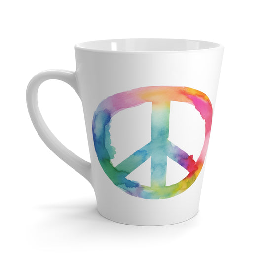 Rainbow Watercolor Peace Latte Mug