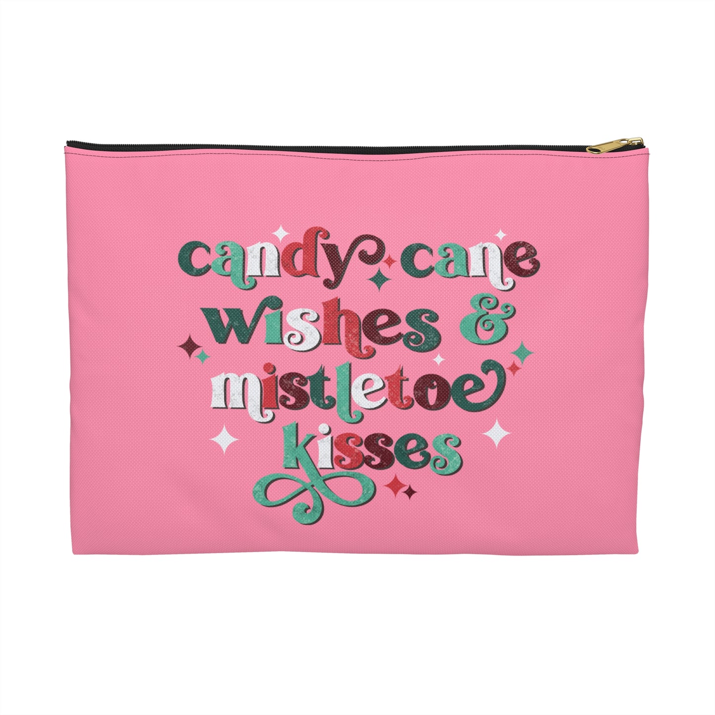 Candy Cane Wishes And Mistletoe Kisses Christmas Accessory Pouch Travel Bag