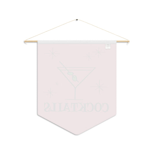 Martini Cocktails Mid Century Retro Style Pink Wall Hanging Banner Flag