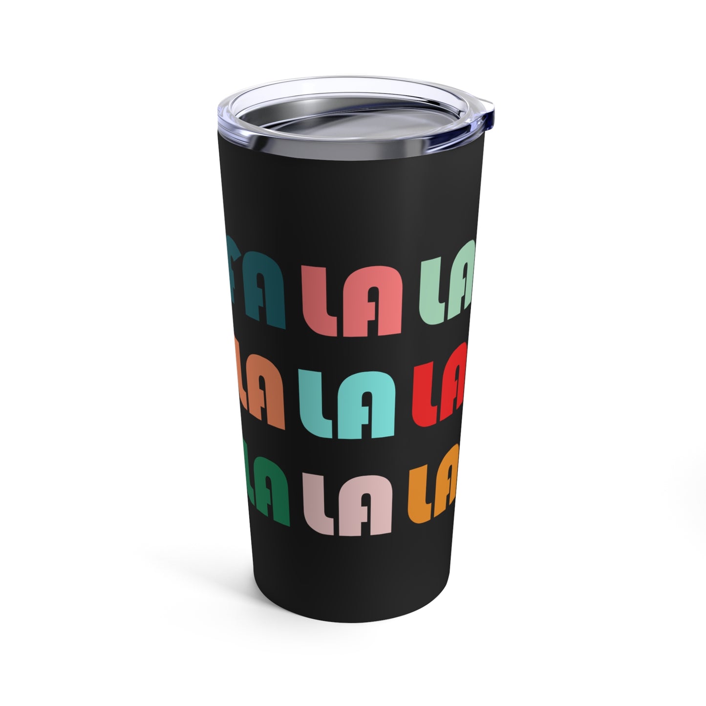 Fa La La La Black Retro Style Christmas Print Stainless Steel Tumbler 20oz