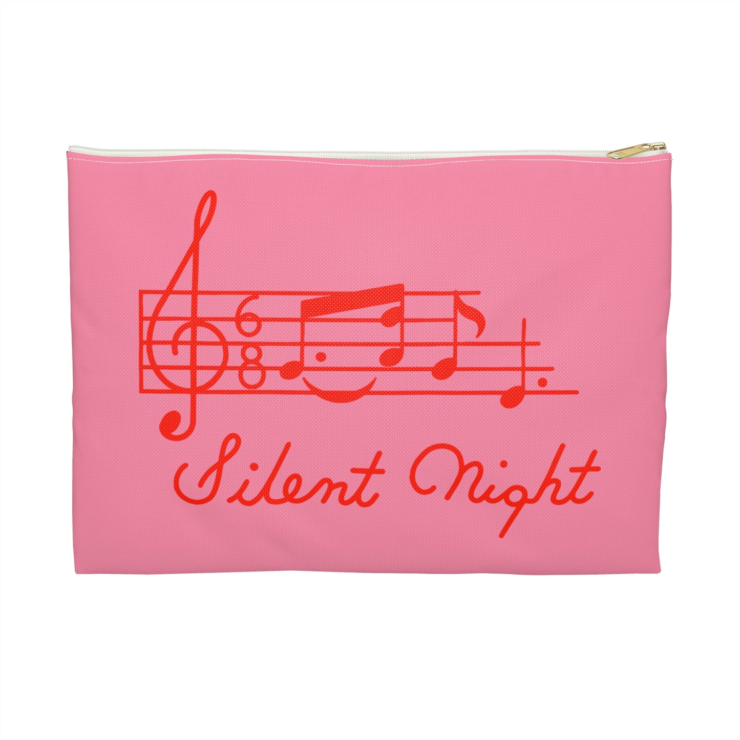 Silent Night Music Mid Century Retro Christmas Print Polyester Accessory Pouch Travel Bag