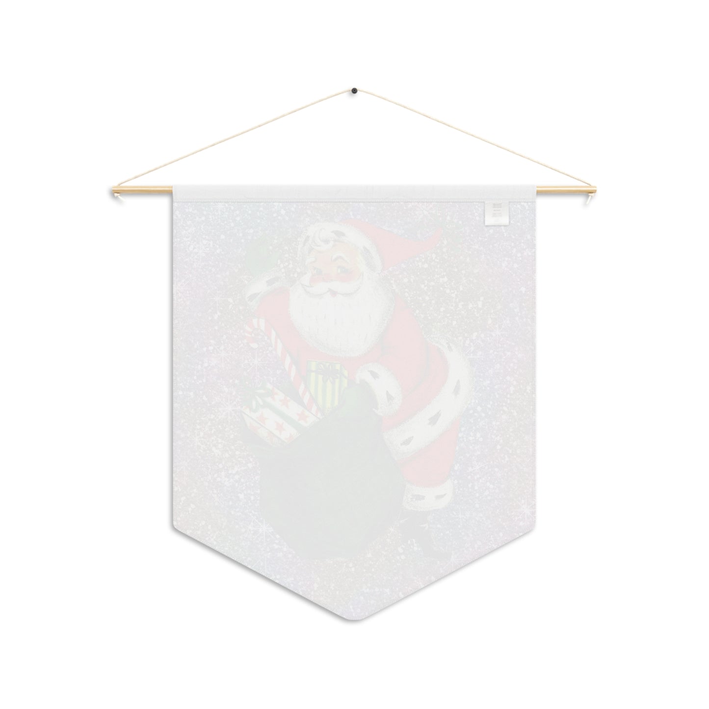 Santa With His Sack Of Presents Glitter Background Mid Century Retro Christmas Print Wall Hanging Banner Flag