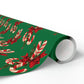 Retro Candy Canes Green Mid Century Retro Christmas Print Holiday Gift Wrap Paper - Glossy Or Matte