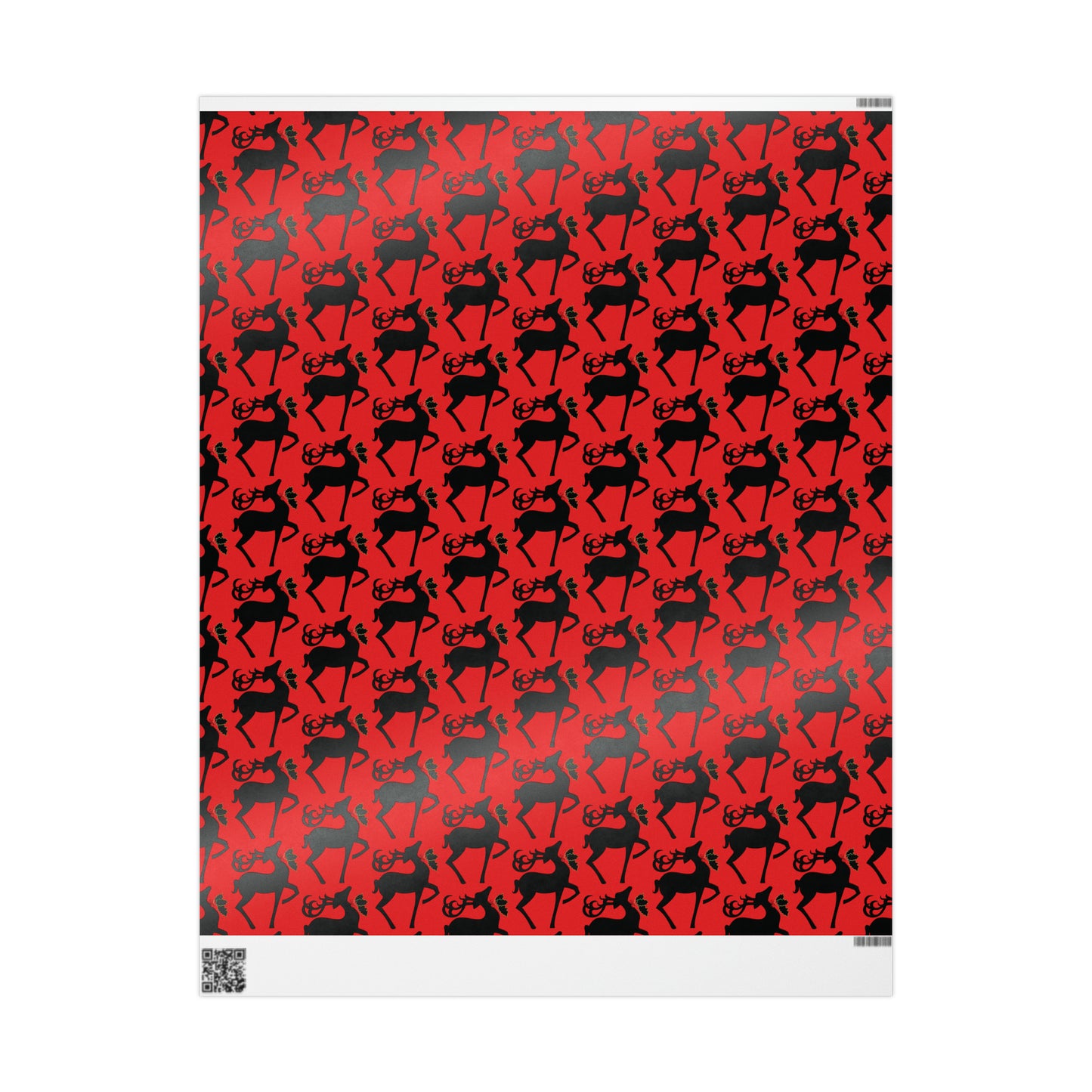 Reindeer Silhouette Red Mid Century Retro Christmas Print Holiday Gift Wrap Paper - Glossy Or Matte