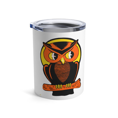 Orange Halloween Owl Mid Century Retro Halloween Print Stainless Steel Tumbler 10oz