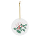 Holly And Candle Mid Century Retro Christmas Print Ceramic Ornament