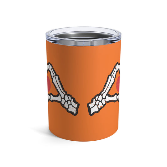 Skeleton Heart Hands Halloween Orange Stainless Steel Tumbler 10oz