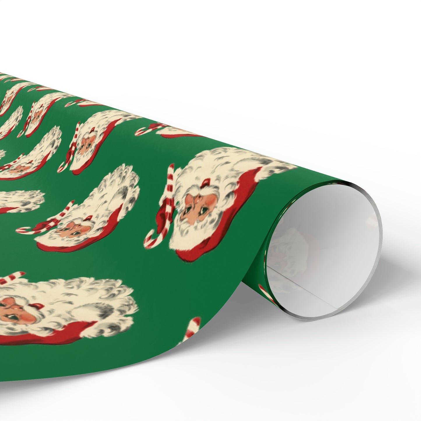 Santa With Candy Cane Mid Century Retro Christmas Print Holiday Gift Wrap Paper - Glossy Or Matte