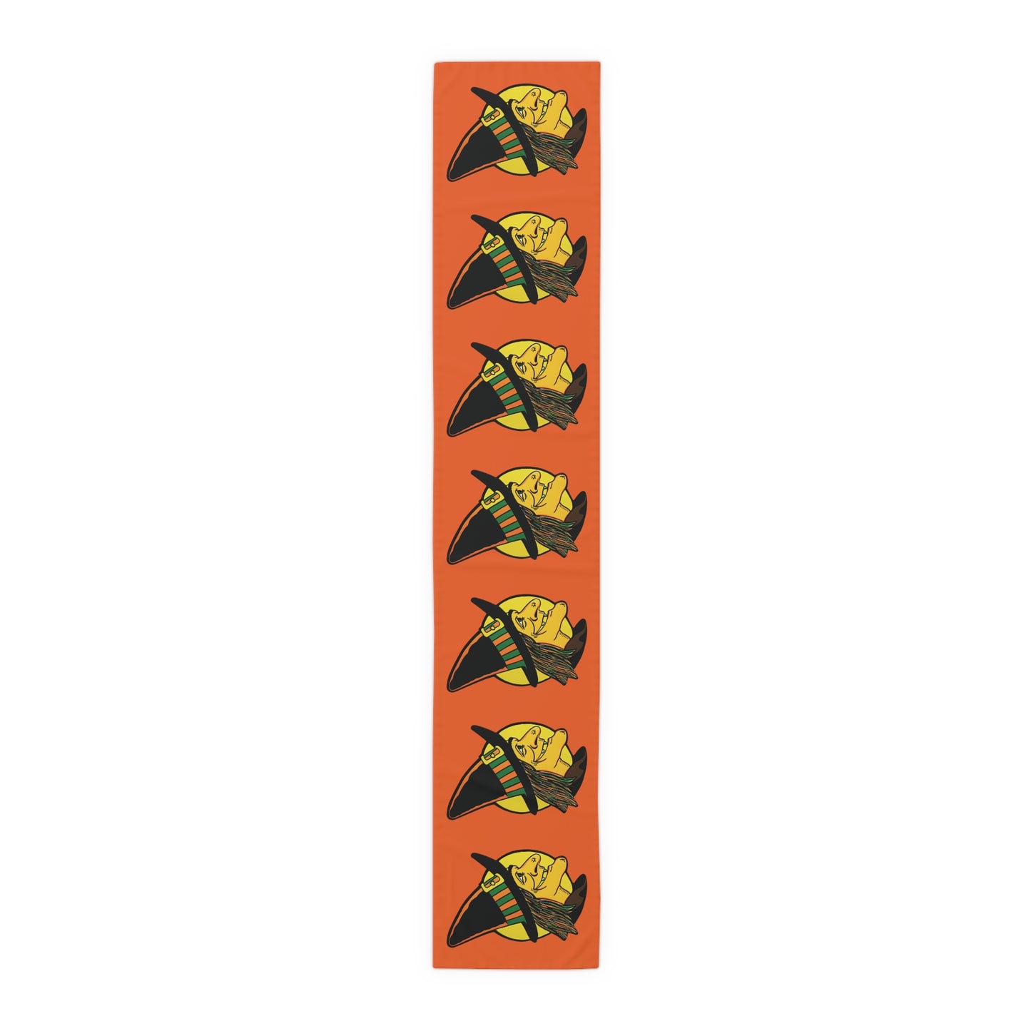 Halloween Witch Retro Halloween Print Orange Cotton Table Runner