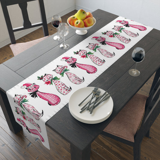 Christmas Cats Retro Style Table Runner