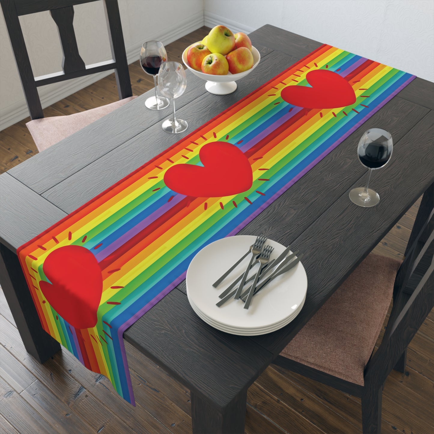 Rainbow Love Pride Cotton Poly Table Runner