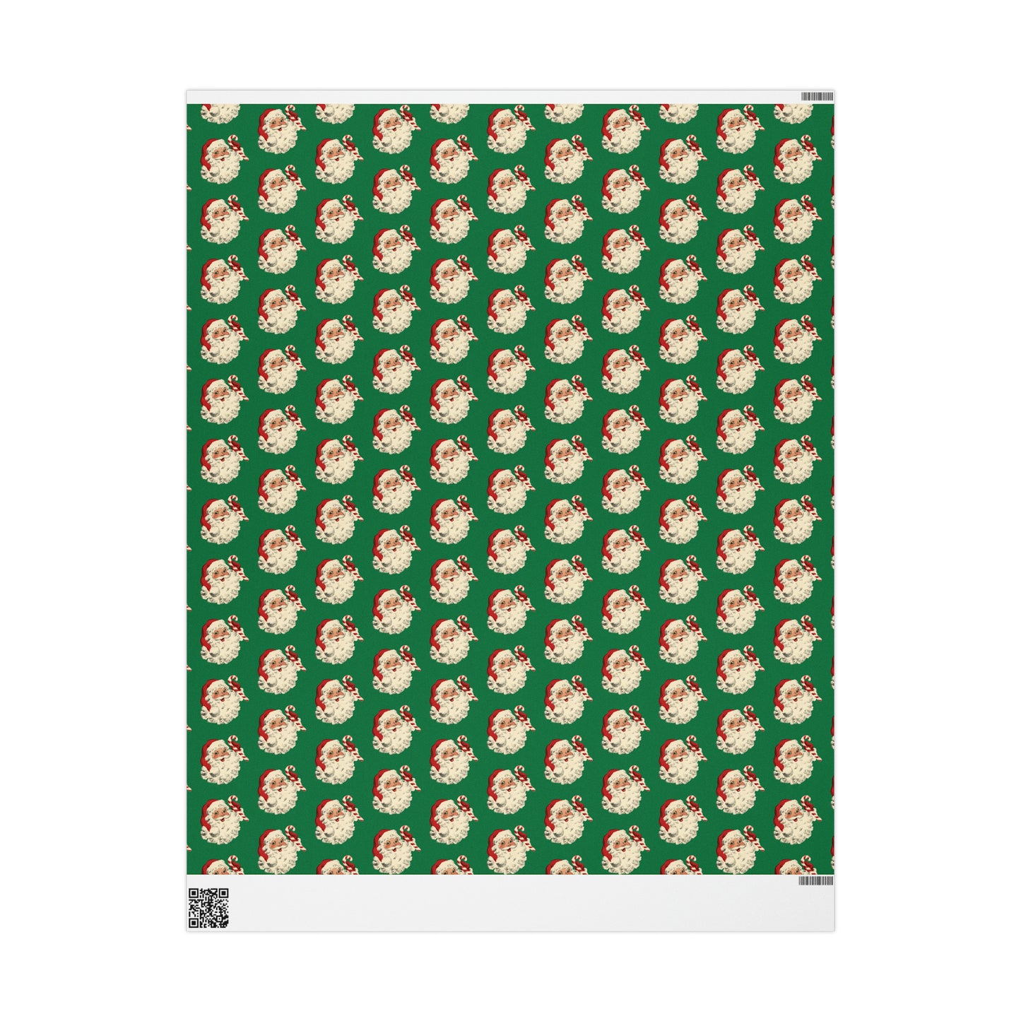 Santa With Candy Cane Mid Century Retro Christmas Print Holiday Gift Wrap Paper - Glossy Or Matte