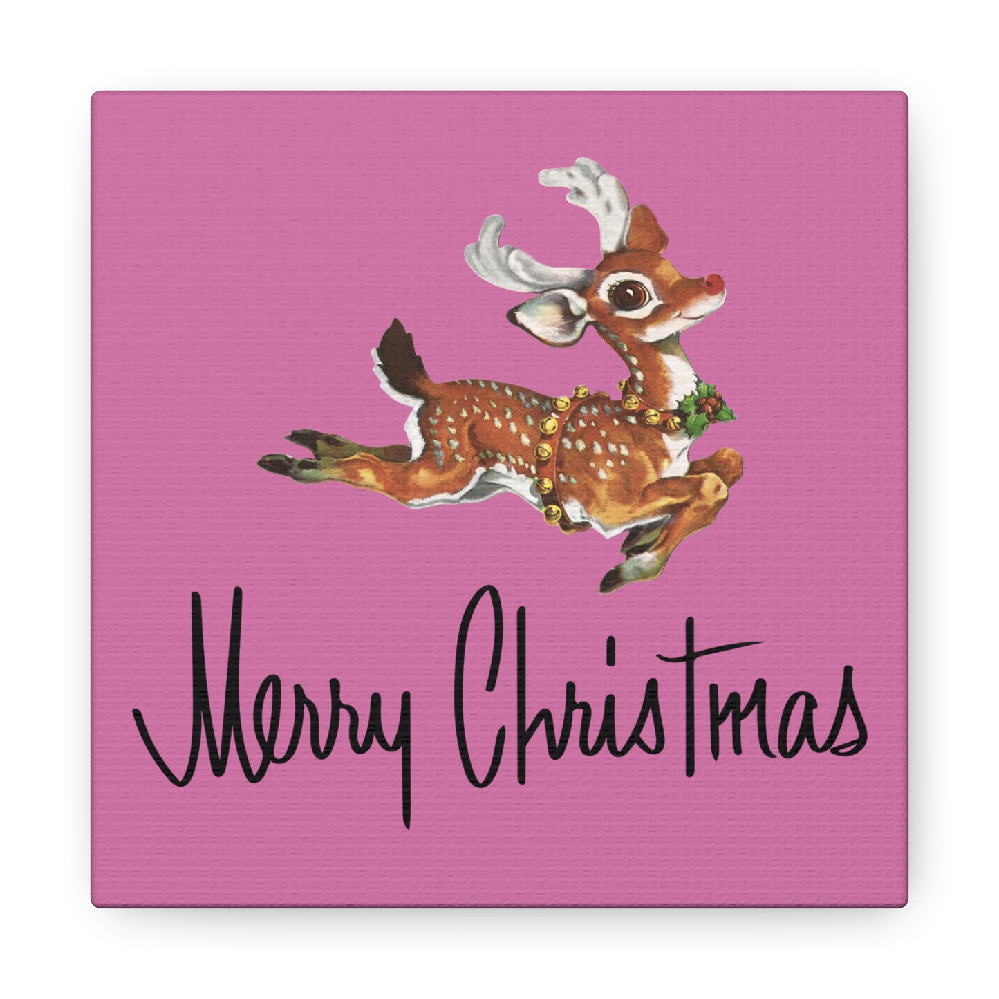 Merry Christmas Reindeer Mid Century Retro Christmas Canvas Gallery Wrap