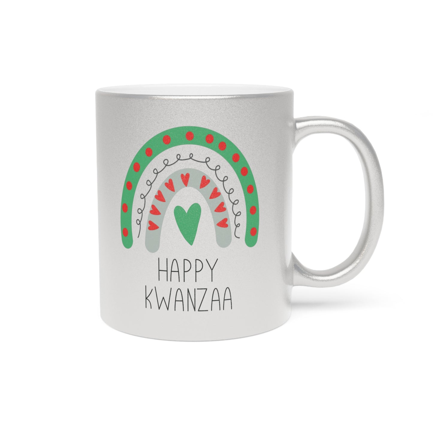 Happy Kwanzaa Boho Rainbow Silver Metallic Mug