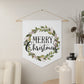 Merry Christmas Wreath Christmas Retro Christmas Print Wall Hanging Banner Flag