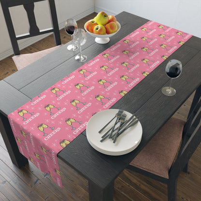 Pink Cheers Champagne Toast Table Runner