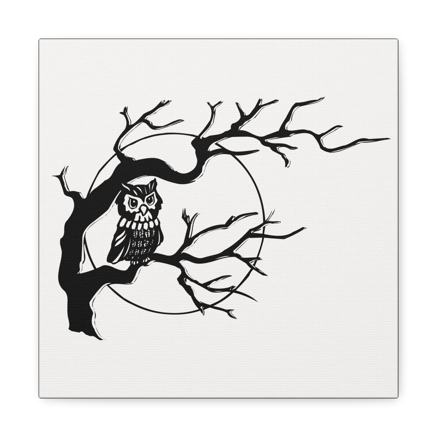 Retro Owl In Tree Retro Halloween Print Canvas Gallery Wraps