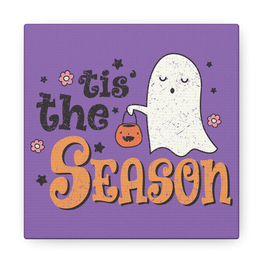 Tis The Season Trick Or Treat Ghost Distressed Halloween Print Canvas Gallery Wrap