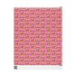 Merry Christmas Leaping Reindeer Pink Mid Century Retro Christmas Print Holiday Gift Wrap Paper - Glossy Or Matte