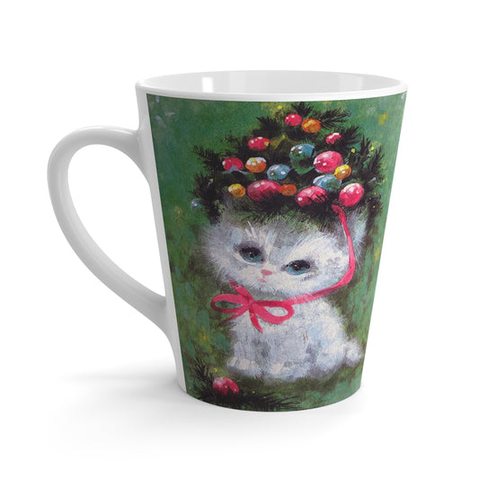 Christmas Kitten Ornaments Hat Retro Christmas Print Latte Coffee Mug