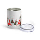 Red Reindeer Christmas Trees Mid Century Retro Christmas Print Stainless Steel Tumbler 10oz