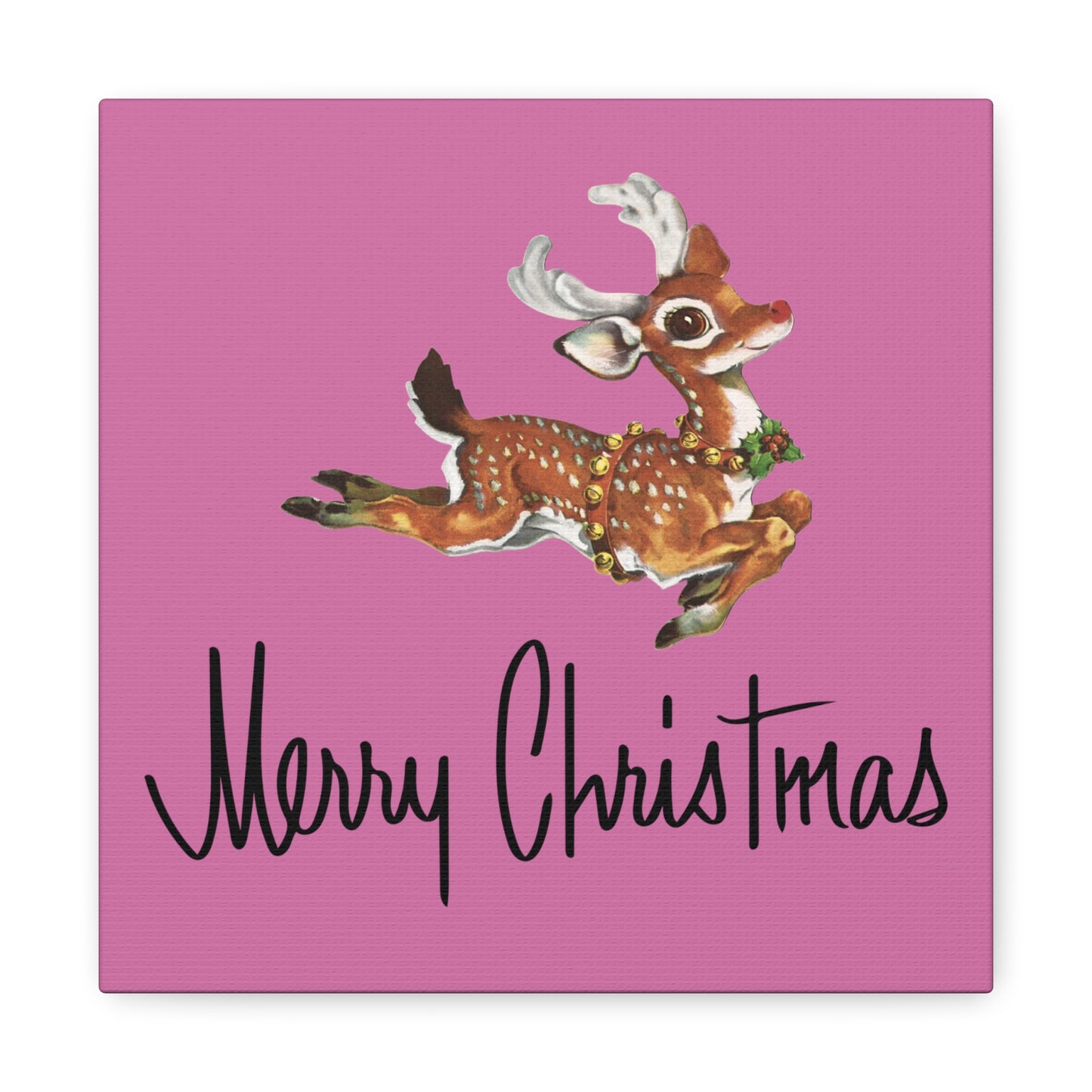 Merry Christmas Reindeer Mid Century Retro Christmas Canvas Gallery Wrap