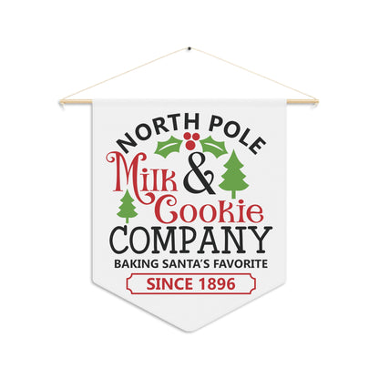 North Pole Milk And Cookie Company Christmas Print Wall Hanging Banner Flag