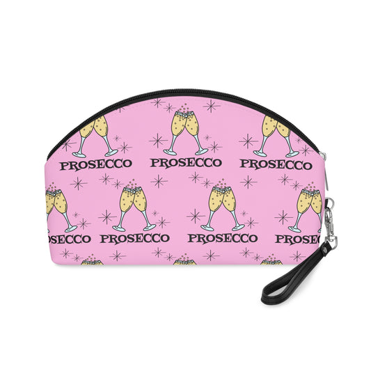 Prosecco Cocktails Pink Atomic Mid Century Retro Style Cosmetic Makeup Travel Bag