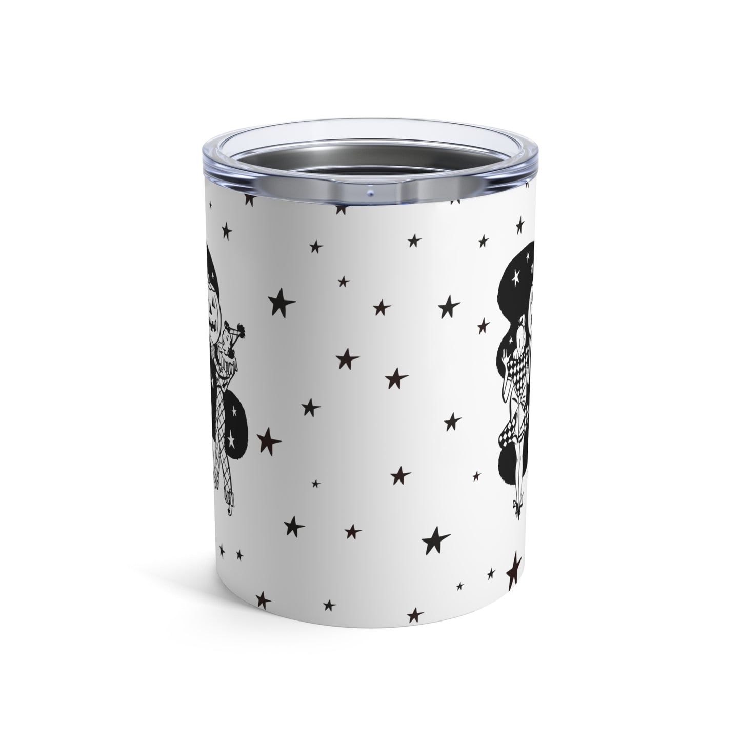 Vintage Gals PinUp Clown Jack O Lantern Stars Retro Halloween Print Stainless Steel Tumbler 10oz