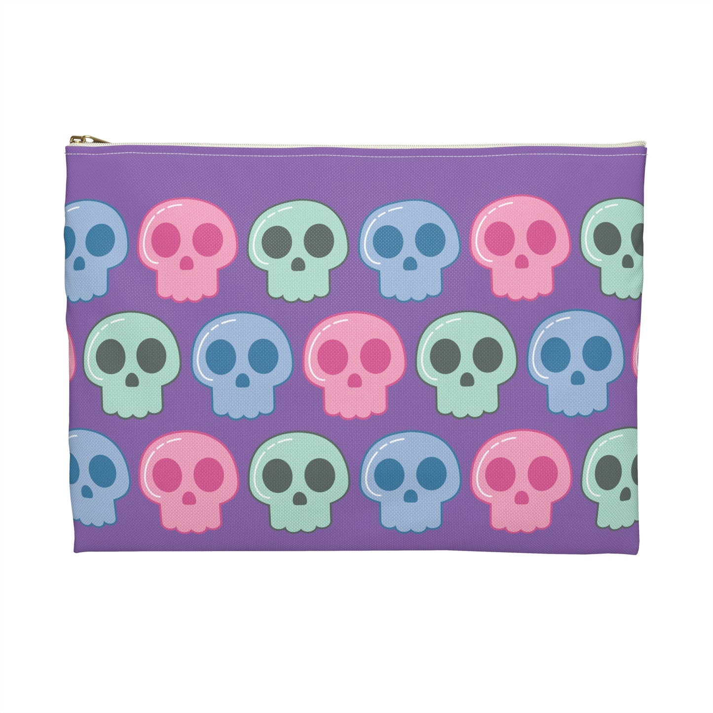 Pastel Skulls Purple Halloween Print Polyester Accessory Pouch Travel Bag