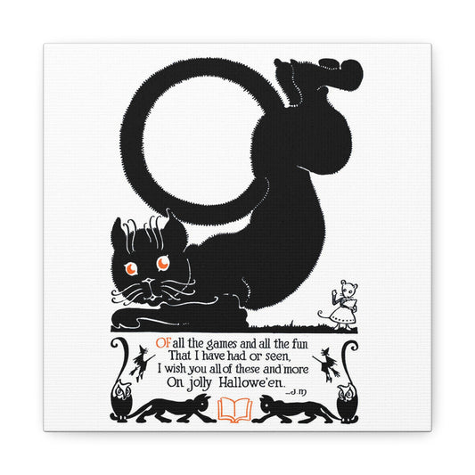 Black Cat Vintage Poem Retro Halloween Print Canvas Gallery Wraps