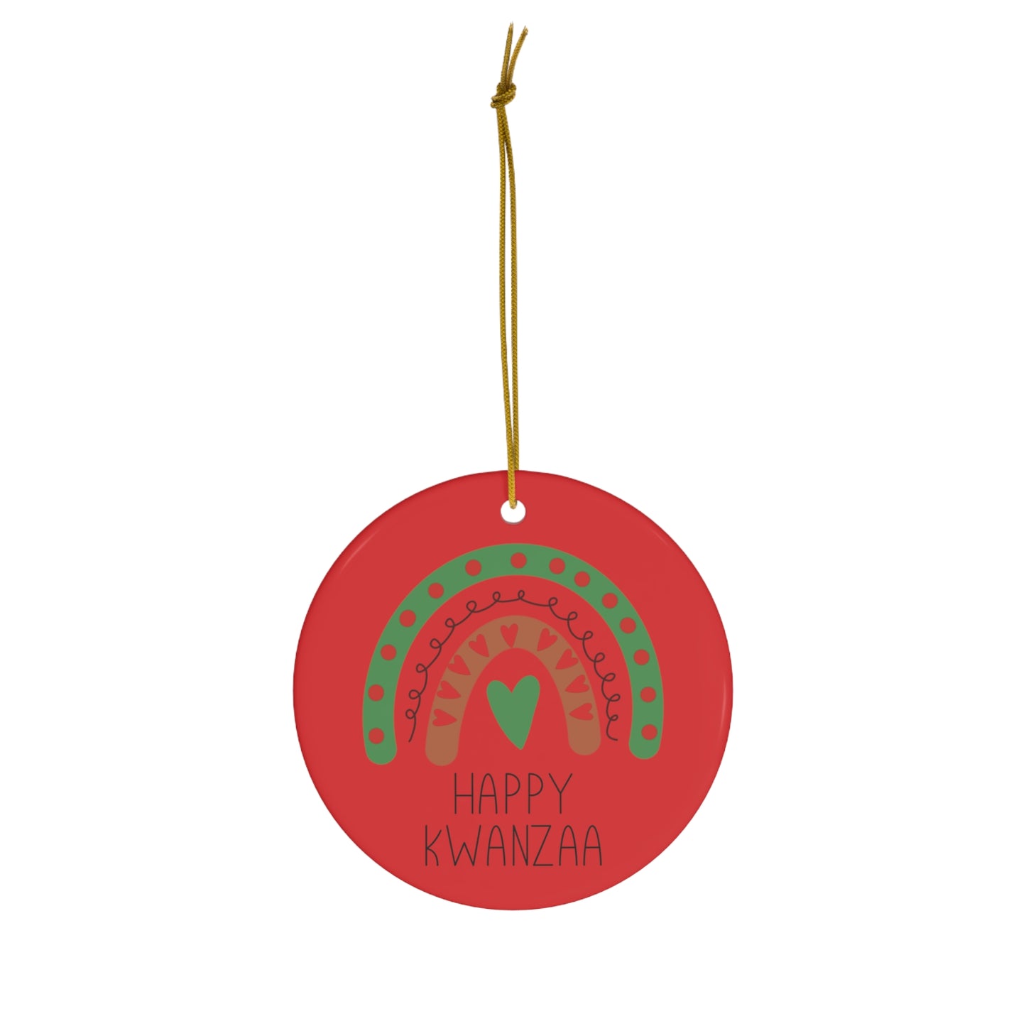 Happy Kwanzaa Boho Rainbow Ceramic Ornament