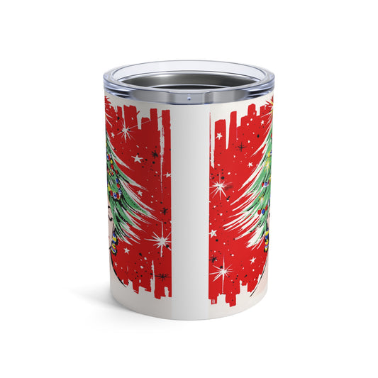 Christmas Tree Hat Lady 50s Mid Century Retro Christmas Print Stainless Steel Tumbler 10oz