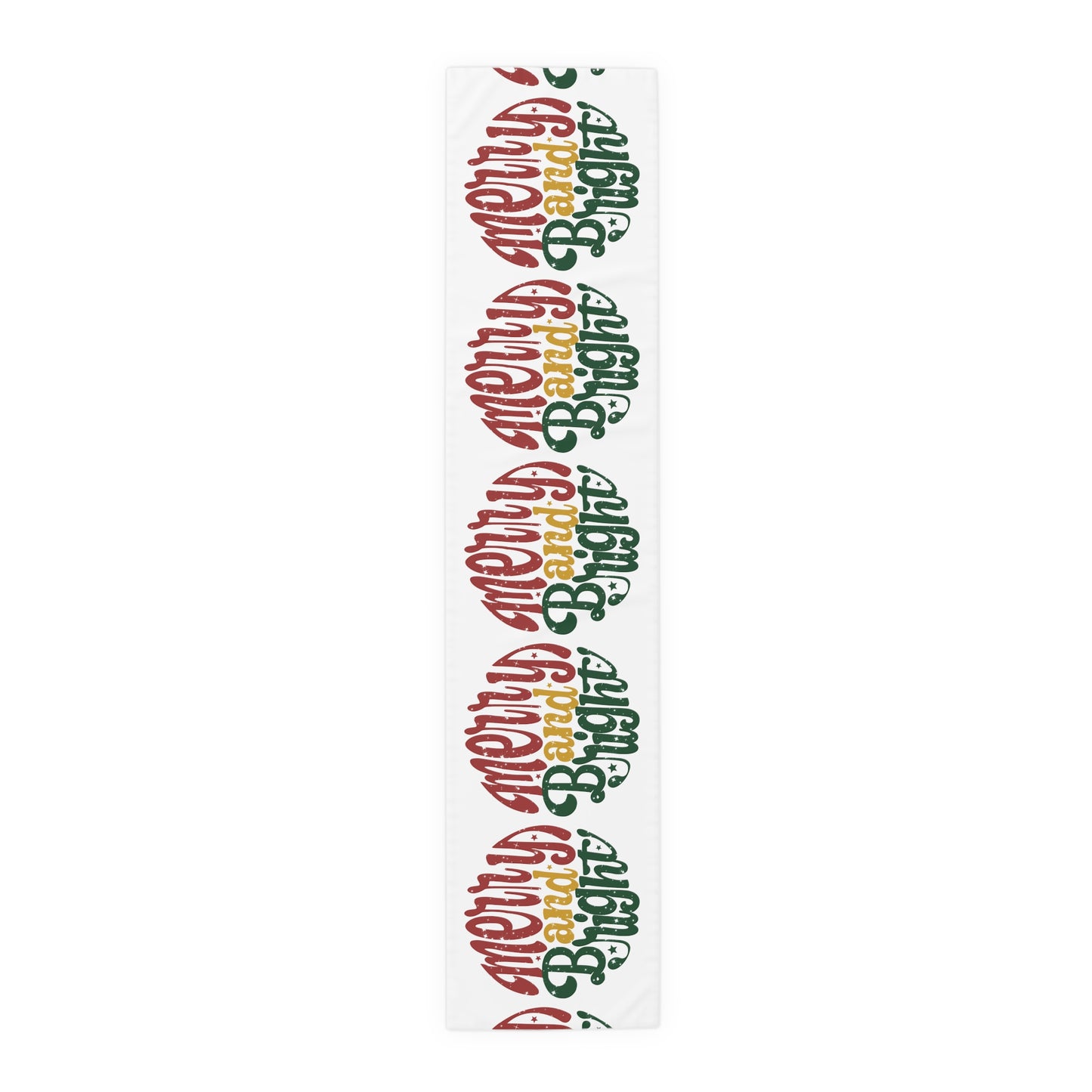 Merry And Bright Retro Style Christmas Print Home Decor Cotton Poly Table Runner