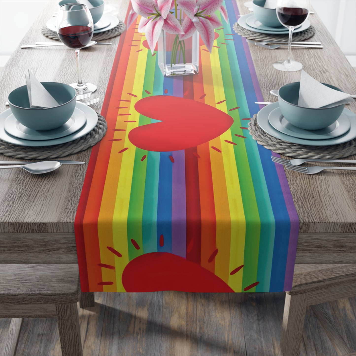 Rainbow Love Pride Cotton Poly Table Runner